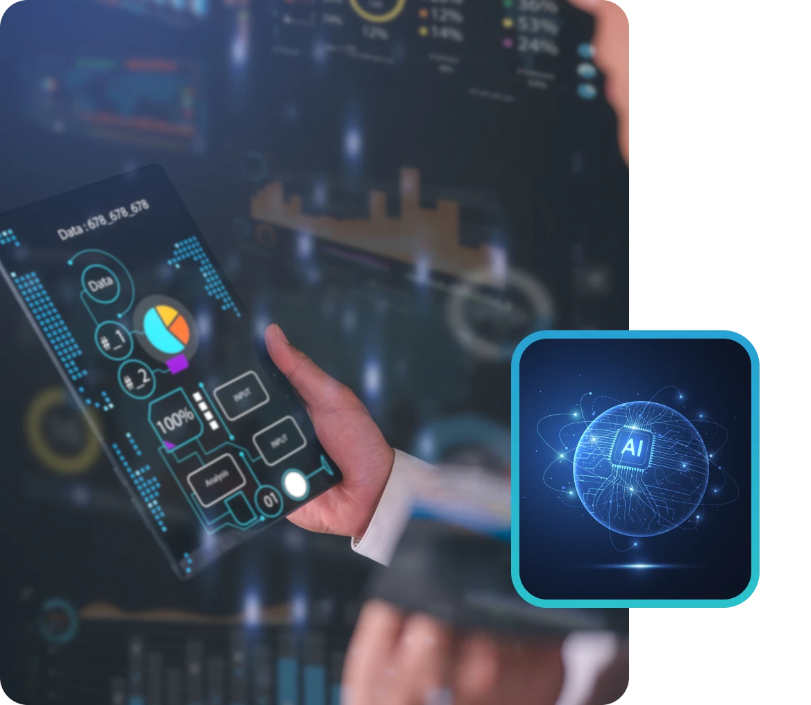 AI technology interface with data visualization