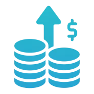 Coin stacks with upward arrow